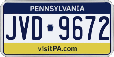 PA license plate JVD9672