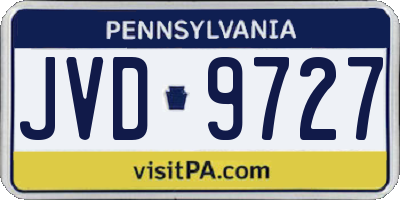 PA license plate JVD9727