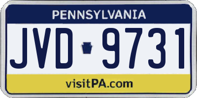 PA license plate JVD9731