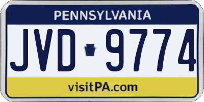 PA license plate JVD9774