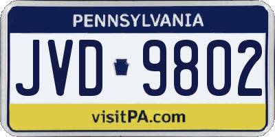 PA license plate JVD9802