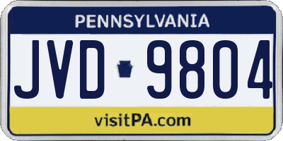 PA license plate JVD9804