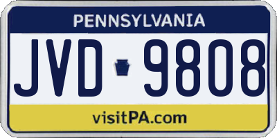 PA license plate JVD9808