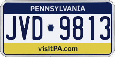 PA license plate JVD9813