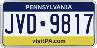 PA license plate JVD9817