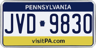 PA license plate JVD9830