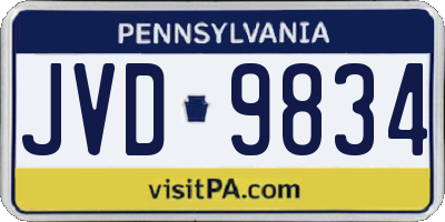 PA license plate JVD9834