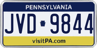 PA license plate JVD9844