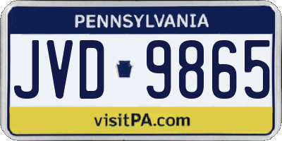 PA license plate JVD9865