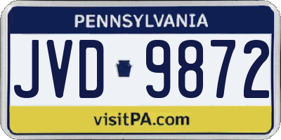 PA license plate JVD9872