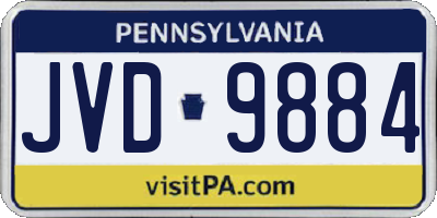 PA license plate JVD9884