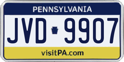 PA license plate JVD9907