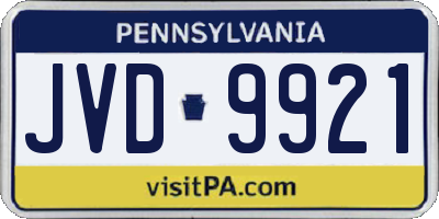 PA license plate JVD9921