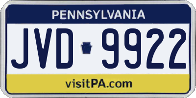 PA license plate JVD9922