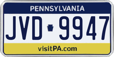 PA license plate JVD9947
