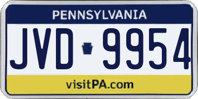 PA license plate JVD9954