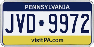PA license plate JVD9972