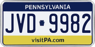 PA license plate JVD9982