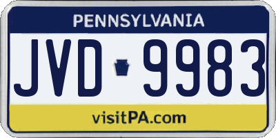 PA license plate JVD9983