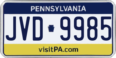 PA license plate JVD9985