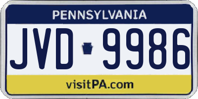 PA license plate JVD9986