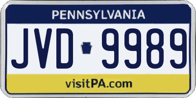 PA license plate JVD9989