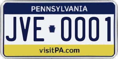 PA license plate JVE0001
