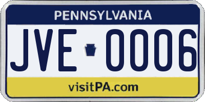 PA license plate JVE0006