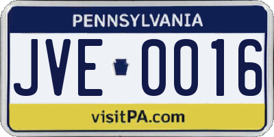PA license plate JVE0016