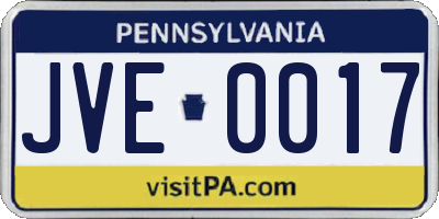 PA license plate JVE0017