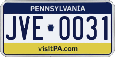 PA license plate JVE0031