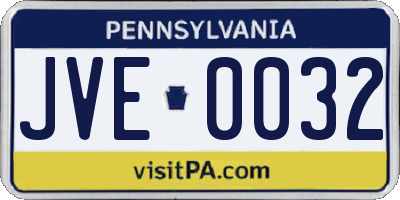 PA license plate JVE0032