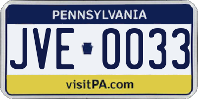 PA license plate JVE0033