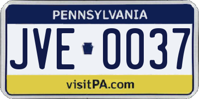 PA license plate JVE0037