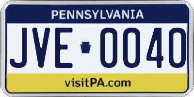 PA license plate JVE0040