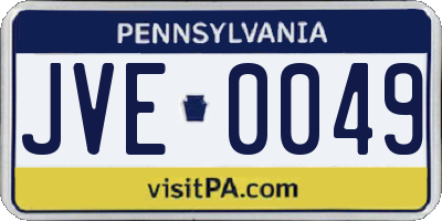 PA license plate JVE0049