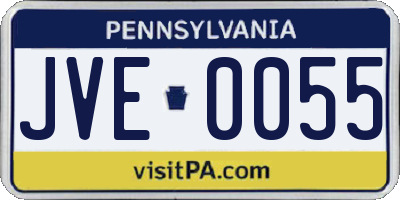 PA license plate JVE0055