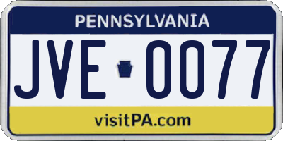PA license plate JVE0077