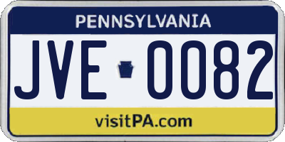 PA license plate JVE0082