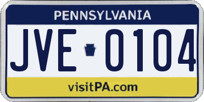 PA license plate JVE0104