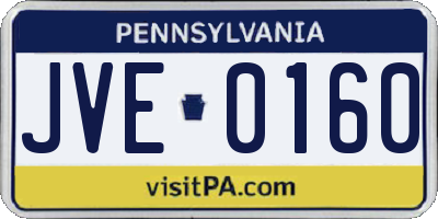 PA license plate JVE0160