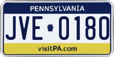 PA license plate JVE0180
