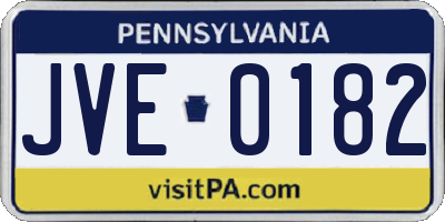 PA license plate JVE0182