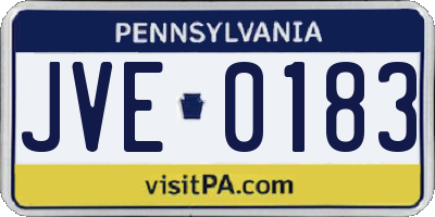 PA license plate JVE0183