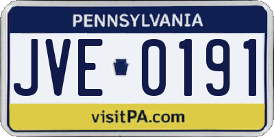PA license plate JVE0191