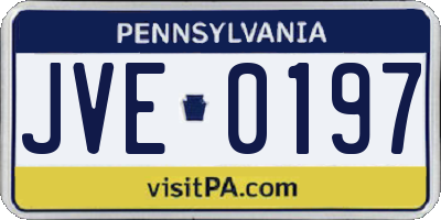 PA license plate JVE0197