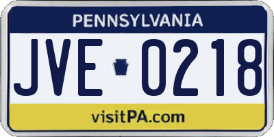 PA license plate JVE0218