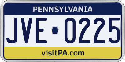 PA license plate JVE0225