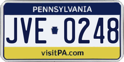 PA license plate JVE0248