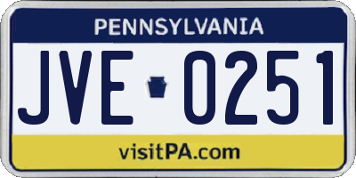 PA license plate JVE0251